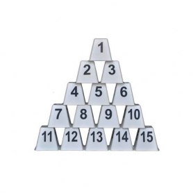 Kegel Nummersatz 1 bis 15 und Buchstaben 2xA, 2xB, 1xC